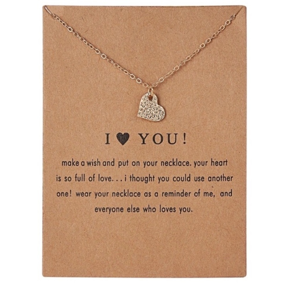 I Love You Dainty Gold Heart Necklace